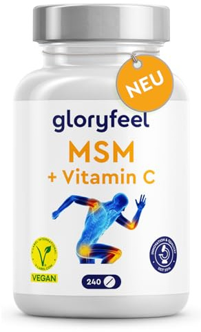 MSM hochdosiert 2000mg + Natürliches Vitamin C aus Acerola - Veganes Methylsulfonylmethan - Kompakteres Pulver als bei Kapseln (240 Tabletten) - Laborgeprüft