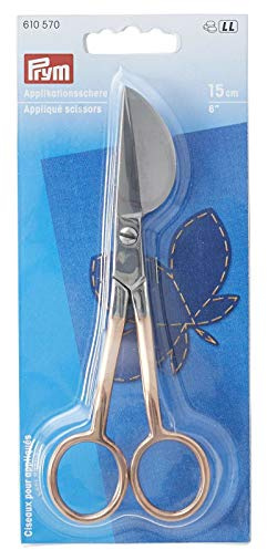 Prym 610570 Applikationsschere 15 cm | Präzisions-Stoffschere mit gebogener Form für Applikationen & Stickereien | Rostfreier Edelstahl in Roségold | Ergonomischer Griff für exaktes Arbeiten