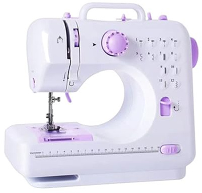 UUE Nähmaschine für Kinder und Anfänger - 12 Stichmuster mit Fußpedal, Strom und Batteriebetrieb, LED Licht, Vor und Rückwärtsautomatik, Zuhause, Weiß