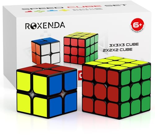 ROXENDA Zauberwürfel, Speed Würfel Set mit 2X2 3X3 Cube Originale, Speedcube mit Anleitun (Sticker)