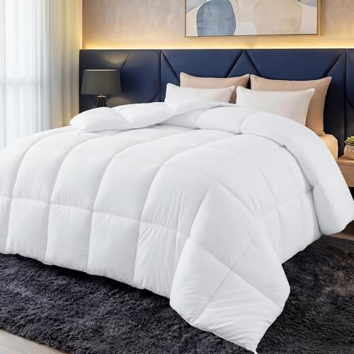 Utopia Bedding Bettdecke 200x200 cm, Ganzjahresbettdecke 280 GSM Füllung, Mikrofaser Steppdecke (weiß)
