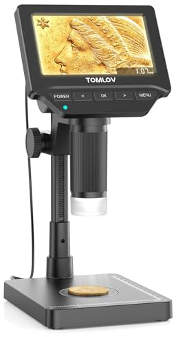 TOMLOV DM4W Mikroskop Digital mit Waage: Münzmikroskop mit 4,3" IPS-Bildschirm, USB Münzlupe mit LED-Beleuchtung, Präzisionswaage für Sammler, Juweliere, PC/Mac-Kompatibel