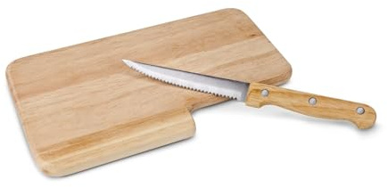 ROMINOX Geschenkartikel Frühstücks- / Brotzeitbrett // Cena – 2-teilig, Holzbrett mit integriertem Brotzeitmesser (Klinge ca. 11 cm) und praktischer Messeraussparung; Maße: ca. 23 x 14 x 1.2 cm