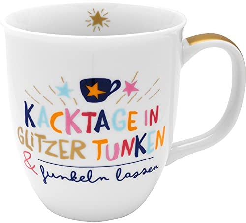 H:) PPY life Tasse mit Motiv "Funkeln lassen" | Kaffeetasse, Porzellan, 40 cl | Tasse mit Spruch, Geschenk | 47375