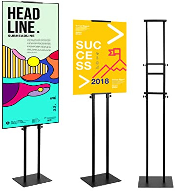 QWORK® Doppelseitiger Plakatständer, Einstellbar Infoständer für Events und Werbeaktionen, Geeignet für Schilderhöhen von 12 cm bis 210 cm