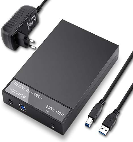 RSHTECH USB 3.0 SATA Festplattengehäuse für 3,5''/2,5'' SSD & HDD Externe HDD Gehäuse Festplatten Gehäuse mit USB 3.0 Kabel unterstützt bis zu 6 Gbps & 24TB Laufwerke mit 12V 2A Netzteil, RSH-319