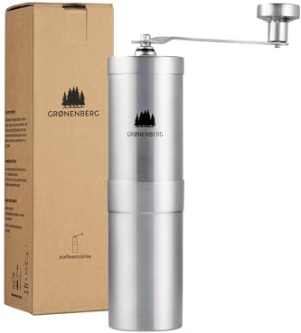 Groenenberg Kaffeemühle manuell I Hochwertiger Coffee Grinder Edelstahl I Espressomühle mit stufenlos einstellbarem Kegelmahlwerk I Kaffeemühle hand