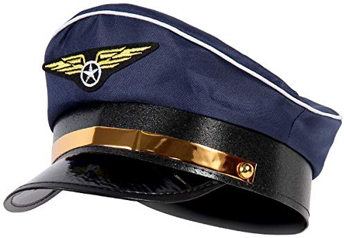 Alsino Pilotenmütze Fliegermütze Erwachsene Marine Hut blau Pilot Flugkapitän Mütze mit Fliegeremblem 182
