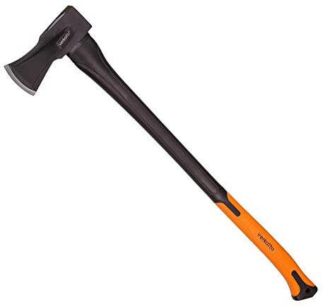 Mivos Spaltaxt 2000 g mit Klinge aus Kohlenstoffstahl und Glasfaserstiel - Länge 92 cm - Axt für Spaltarbeiten und Hacken - Universalaxt mit Gummiertes Griffende für Garten und Wald