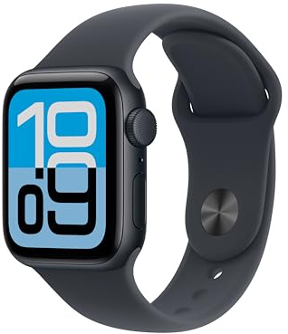 Apple Watch SE 3 GPS 40 mm Smartwatch mit Aluminiumgehäuse in Mitternacht und Sportarmband in Mitternacht (S/M). Fitness‑ und Schlaftracker, Herzfrequenzmesser, Always-On Display, Wasserschutz