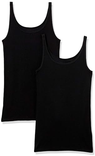 Amazon Essentials Damen Slim Fit Dünne Träger Tank Top 2er Pack Schwarz Medium