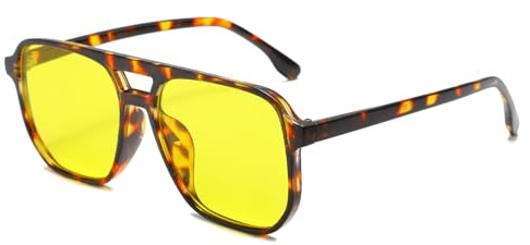 Long Keeper Retro Sonnenbrille Pilotenbrille Herren Damen Klassisch Piloten Sonnenbrille Doppelsteg 70er Quadratische Brille Pilotenform mit UV400 Schutz