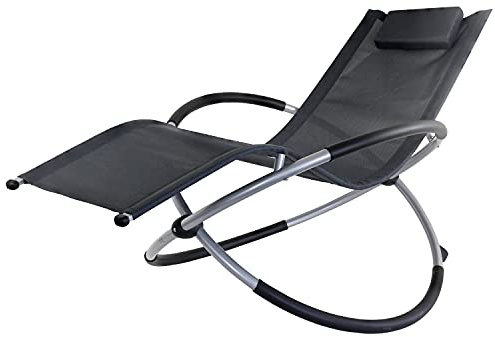 Kingpower Garten Liegestuhl Schaukelliege Campingliege Liege | Anthrazit, Klappbar, Faltbar, Strandliege, Sonnenliege, Gartenstuhl, Klappstuhl, Relaxliege, Stahl