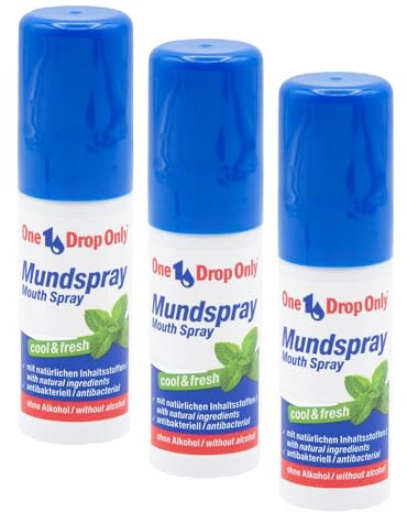One Drop Only antibakterielles Mundspray - 1er Set - Mundspray ohne Alkohol mit natürlichen Inhaltsstoffen für frischen Atem (1 x 15 ml) (Packung mit 3)