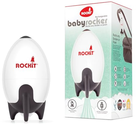 ROCKIT Rocker Kinderwagenschaukler -Das Original- Einschlafhilfe Baby wiederaufladbar (USB), stufenlos einstellbar & ultraleise mit 60-Min Timer -inkl. Halterung, Rakete schaukelt Kinderwagen & Buggy