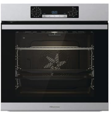 Hisense BSA65226PX Pyrolytischer Multifunktions-Ofen mit Dampf, Luftfritteusefunktion ohne Öl, Fassungsvermögen 77 l, Simultankochen, 5 Stufen, XXL-Lüfter, Pizza Mode 300 °, abnehmbare Türen