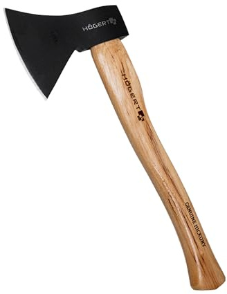HÖGERT TECHNIK Äxte 800g mit Holzstiel - Mehrzweckaxt zum Spalten und Hacken, ergonomischer Hickoryholzgriff, gehärtetes Axtblatt 47-55 HRC, mit Keilbefestigung, gefertigt nach DIN 5131