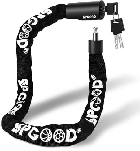SPGOOD Fahrradschloss mit 3 Schlüssel,Fahradschloß 90CM aus 6mm Stahlkette,Fahrradschlösser mit Wasserdichter Abdeckung,Anti-Diebstahl Hohe Sicherheit Kettenschloss für Fahrrad,E-Bike,MTB,Motorrad