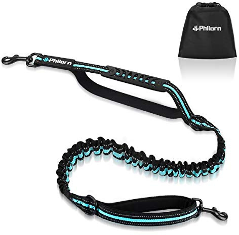 PHILORN Bungee Hundeleine, Hundefreund Bungeeteil für Joggingleine, Verlängerung für Hundeleine mit Weich Gepolstertem Griff, 1.2m Reflektierend Ersatzleine für Kleine (Blau)