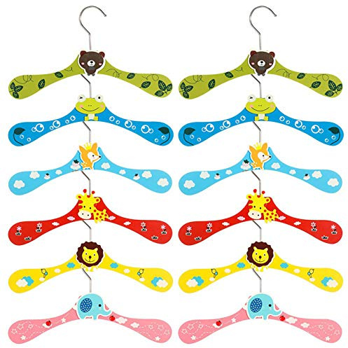 Thursday April Kleiderbügel Kinder 12 Stück Cartoon Hölzerne Bunte Baby Kleidung Hose Hook Kleiderbügel Tiermotive