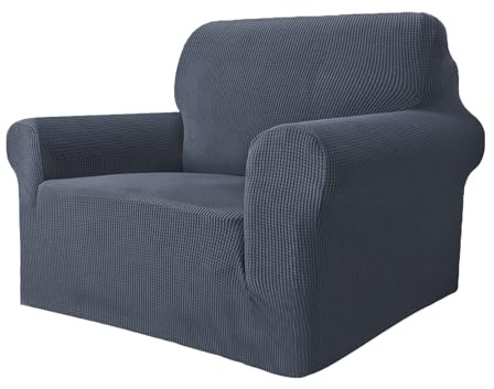GRIFEMA High Stretch Sofabezug 1 Sitzer Sofaüberwurf Jacquard Elastische Sofahusse für Wohnzimmer Protector für Hunde Haustiere, Grau