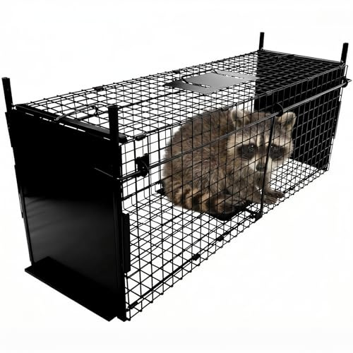 Thealyn Tierkäfig Falle 105 X 40 X 31 cm Doppeltür Tierkäfig Falle Metall Falle Käfig Humane Lebendtierfalle für Kaninchen, streunende Katze, Eichhörnchen, Waschbär, Maulwurf, Gopher, Opossum