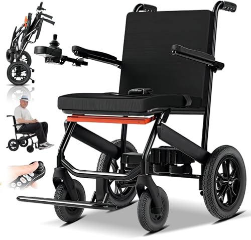 Ultraleichter Faltbarer Elektrorollstuhl Carbon Reise mit Fernbedienung | Nur 11,5 kg leichter Carbon-Klapprahmen für Reisen | 400W bürstenloser Motor | 10-40 km Reichweite | 150 kg Tragkraft