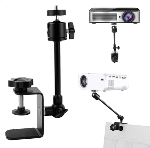 mimzemamz Projector Stand for Bettgestell, C-Clamp Beamer Halterung Verstellbare Drehbar, Desk Bedside Projektor Ständer mit 1/4-Zoll-Schraubschnittstelle für Heimkino, Büro, Spielzimmer