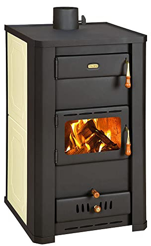 Prity S3 W21 Holzofen für Zentralheizung, Festbrennstoffofen, 5,0 kg, Beige/Schwarz
