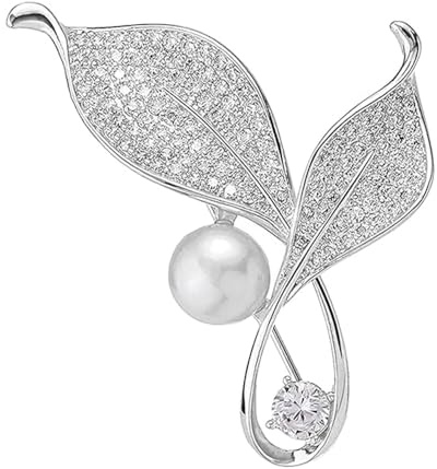 Perle Bogen Broschen Damen Brosche, Anstecknadeln Bogen infacher Perlen Pin Broschen,Legierung eingelegte künstliche Brosche Schmuck