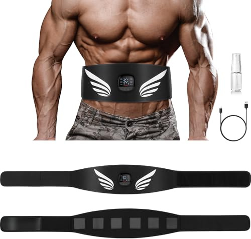 Profey EMS Bauchmuskeltrainer, Bauchmuskeltrainer Elektrisch mit 10 Modi 30 Intensitäten und Nzeige des Kalorienverbrauchs, Bauchtrainer Elektrisch Typ-C Aufladung für Bauchmuskel Muskelaufbau