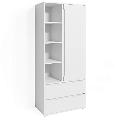Vicco Kleiderschrank Ruben, Weiß, 80 x 189.9 cm, zur Aufbewahrung von Kleidung und kombinierbar mit Ruben Möbeln