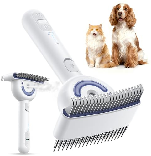 FEELNEEDY Mehrzweck Katzenbürste, Unterfellbürste Katze, Katzenbürste mit Dampf, 23+35 Zähne Unterwolle Hundebürste Langhaar, Doppelseitiges Spray