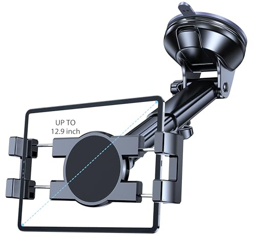 Coolpow Tablet Halterung Auto,【Verbesserter Saugnapf】 Tablethalterungen Auto für Armaturenbrett & Windschutzscheibe, 360°Drehbar Autohalterung für iPad/Samsung Tab/Switch/4,7-12,9 Zoll GeräTe