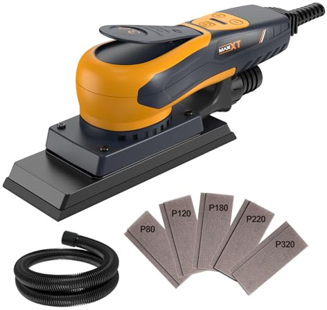Bürstenlose Elektroschleifer 3.0 MAXXT 350W, einstellbare Geschwindigkeit 4000-10000/Umin, automatische Bremse 2s, automatische Staubabsaugung, Schleiffläche 198x70mm, 10 Schleifblätter