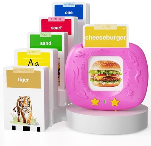 HOMESTEC Lernkarten-Set für Kinder 2-4 Jahre | Englische Sprechende Lernkarten mit Geräuschen, 288 Wörter 144 Karten, Sprachlernspielzeug –Spielzeug Geschenkidee für Jungen & Mädchen