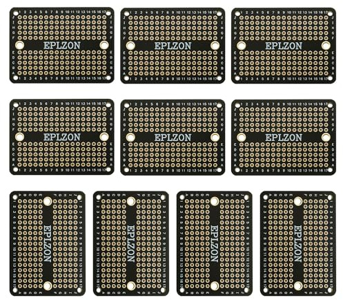 EPLZON Prototype Board Lötbares Breadboard Doppelseitig Leiterplatte PCB Circuit Board zum Schweißen von,DIY elektronische Artikel,Schwarz(Packung mit 10 Stück)