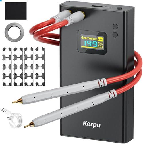 Punktschweißgerät, Kerpu 12000mAh Akku-Punktschweißgerät, 2 Zoll LCD-Bildschirm, verbessertes, verstellbares tragbares Mini-Punktschweißgerät mit 199 Gängen