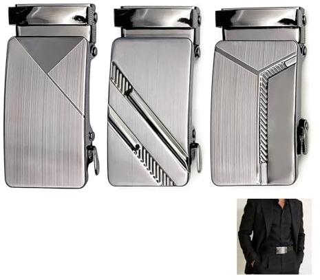 3 Stück gürtelschnalle ratsche herren,Wechselschließen aus Metall mit Ratsche - Stilvolle Schnallen für Jeans, Anzughosen, Chinos & Business Mode - Einfache Größenanpassung & Langlebiger Glanz