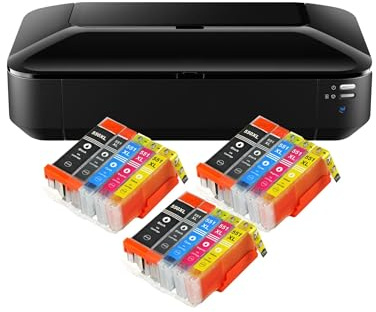 IC-Office iX6850 Farbtintenstrahl Drucker DIN A3+ (Bürodrucker, Fotodruck, Textdruck, 9.600 x 2.400 DPI, WiFi, WLAN, USB, Direktdruck, Print App) schwarz + 15 XL Tintenpatronen