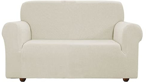 EBETA Sofabezug Elastisch Sofaüberwurfe, Sofahussen komplett Sofaschoner Hussen für Sofa, Couch, Sessel 3 Sitzer (Cremefarbe, 185-235 cm)