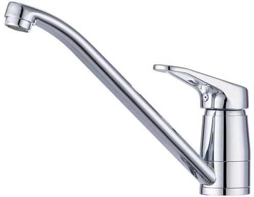 Kelleria Küchenarmatur 360° Drehbar, Hochdruck Wasserhahn Küche mit Keramikkartusche, Einhebel Mischbatterie für Spüle, Einfache Montage und 50CM Heiß/Kalt-Schlauch, Chrom