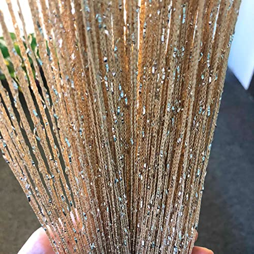 HYSENM 2‑er‑Set Fadengardine Fadenvorhang Fliegenvorhang Terrassentür | 1 x 2 M Fadenvorhang Glitzer Raumteiler Fliegenschutz Kürzbar Dekorative Gardine für Hochzeit Schlafzimmer Wohnzimmer