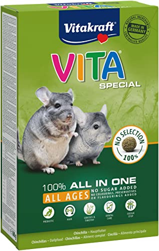Vitakraft Vita Special All Ages, Chinchilla Futter, mit Gräsern und Kräutern, für eine optimale Verdauung, ohne Zusatz von Zucker und Getreide (1x 600g)