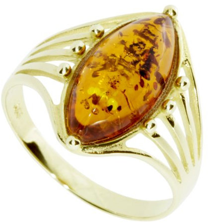InCollections Damen-Ring 333/000 Gold mit Bernstein Größe 64 (20.4) OS07528