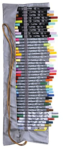 Online 40+1 Handlettering Set, bunte Calli.Brush & Calli.Twin Pinsel-Stifte, Waterbrush-Pen für Aquarell, Kalligrafie-Set in Roll-Pouch Geschenkverpackung, Bullet Journal Stifte