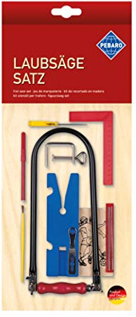 Pebaro 703P Laubsäge Set , 16 Teile, komplettes Set für Laubsägearbeiten, mit Vorlage aus Holz, Laubsägebogen made in Germany, Laubsägen, Basteln, Bastelset, Geschenkidee für Kinder