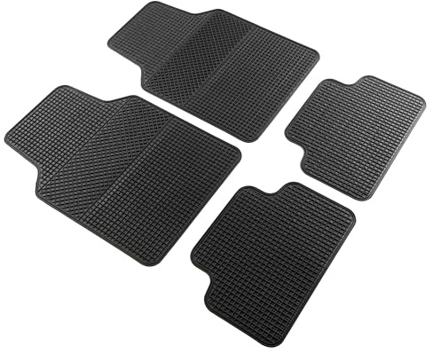 Walser Universal Auto-Gummimatten-Set EVO, Automatten 4-teilig zuschneidbar, Universal Fußraummatte Auto, PKW-Fußraummatten schwarz