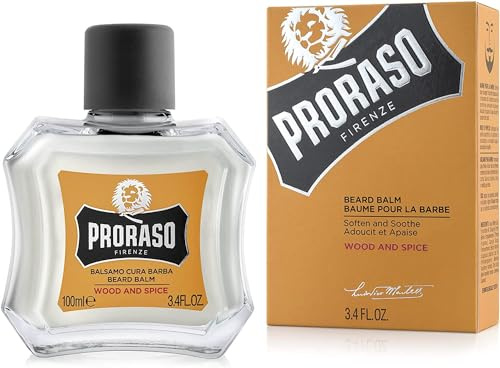 Proraso Beard Balm, Wood and Spice, 100 ml, duftender Bart Balsam schützt und pflegt den Bart und hilft, Juckreiz und Irritationen zu lindern, Made in Italy