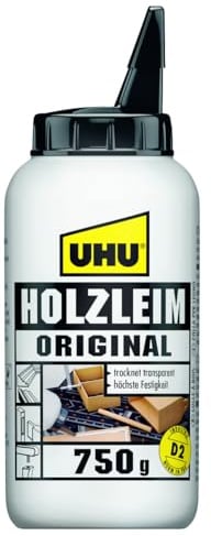 UHU Holzleim Original Flasche, Universeller Weißleim - geeignet für alle üblichen Holzarten und -verklebungen, 750 g